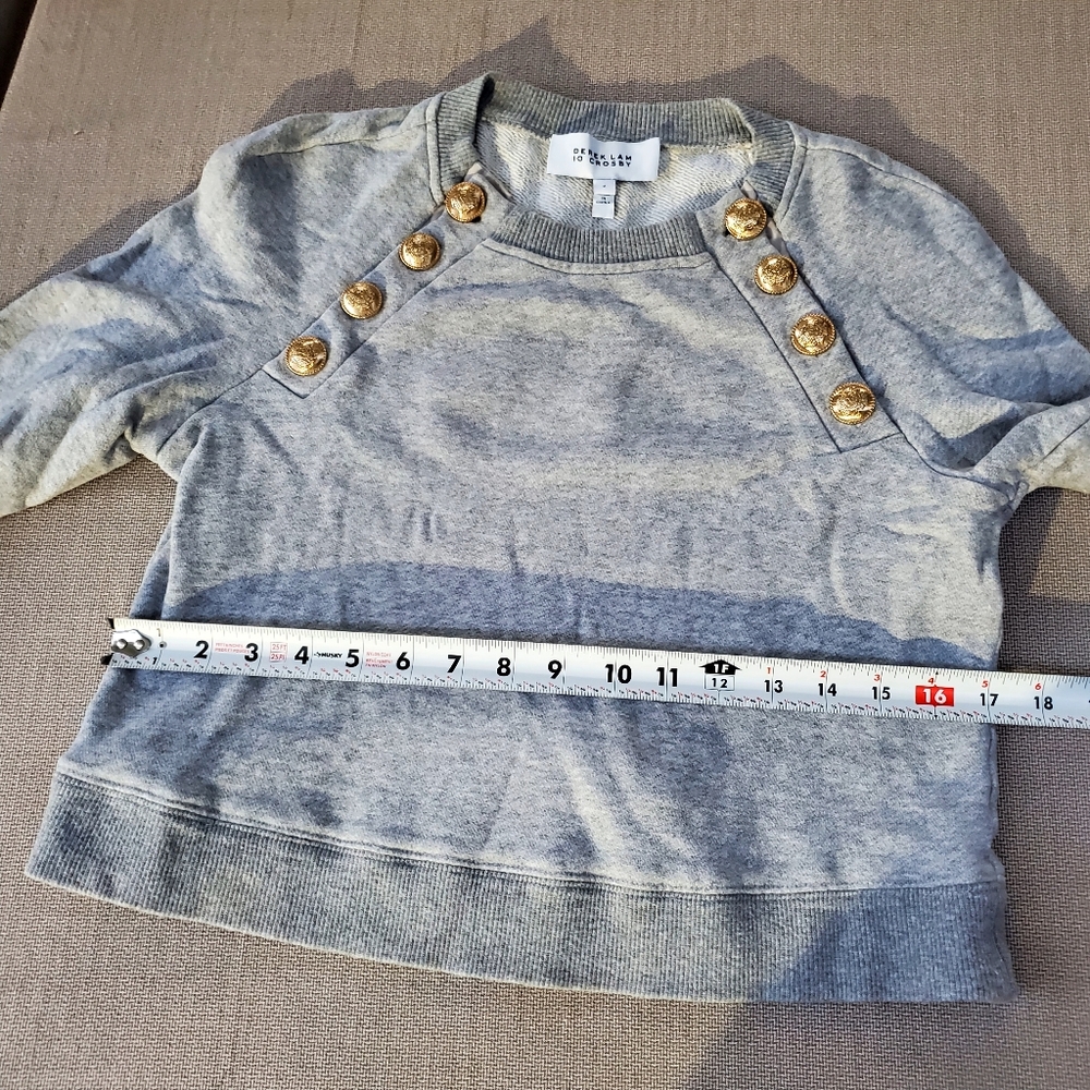 3/$50 Derek Lam Gray Sweater with Gold Button Accents - Picture 4 of 7